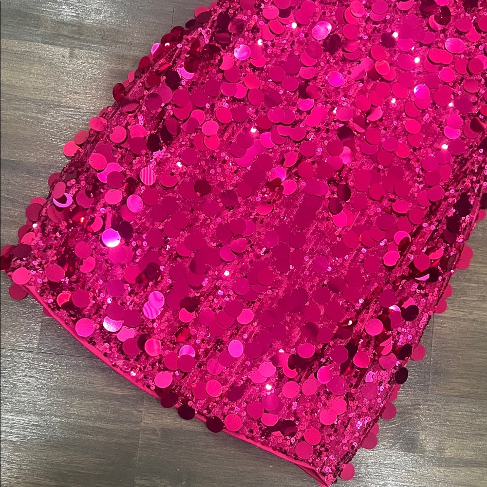 Pink Sequin Strapless Dress - Picture 4 of 5